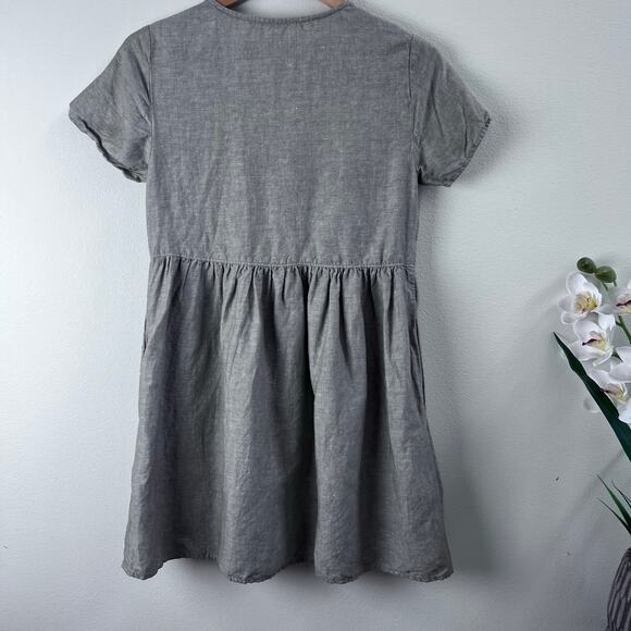 Madewell Linen Alexandra Button-Front Boxy Coastal Mini Dress Size X-Small - Picture 3 of 9